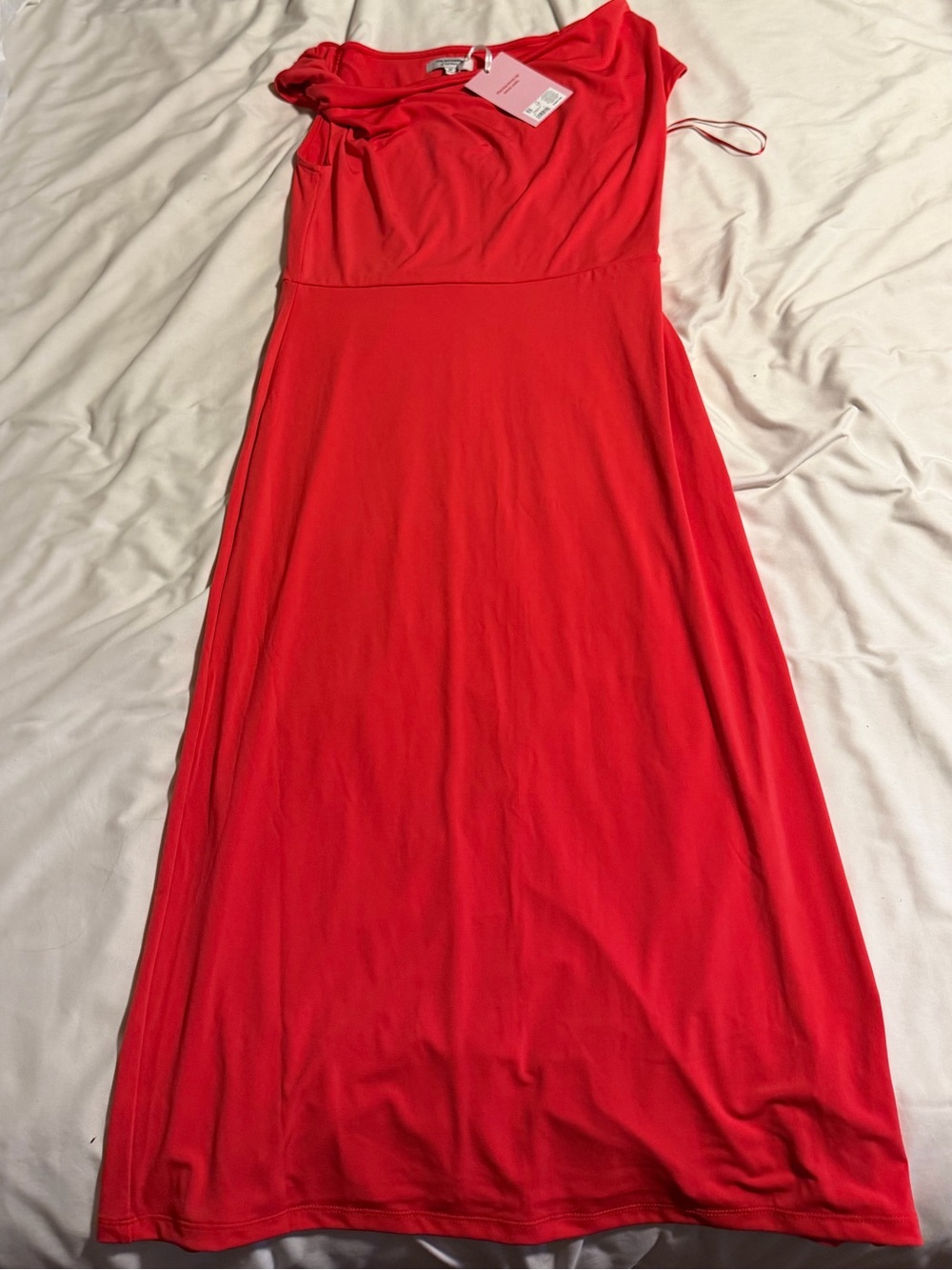 Old Navy Red Asymmetrical Shoulder Midi Dress
